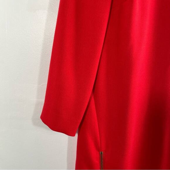 J. Crew Red Gold Double Zip Stretch Knit Shift Dress 00 - Picture 4 of 9